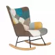 Rocking Chair with ottoman, Mid Century Fabric Rocker Chair with Wood Legs and Patchwork Linen for Livingroom Bedroom Rocking Chair with ottoman, Mid Century Fabric Rocker Chair with Wood Legs and Patchwork Linen for Livingroom Bedroom