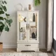 Glass Cabinet Lighted Glass Cabinet Curio Display Cabinet with Adjustable Glass Shelves 2 Doors and 1 drawer Cabinet Bulb Included White Glass Cabinet Lighted Glass Cabinet Curio Display Cabinet with Adjustable Glass Shelves 2 Doors and 1 drawer Cabinet Bulb Included White