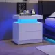 Modern white Nightstand With 2 Storage Drawers,Led Lights, End Table For Bedroom Furniture Modern white Nightstand With 2 Storage Drawers,Led Lights, End Table For Bedroom Furniture