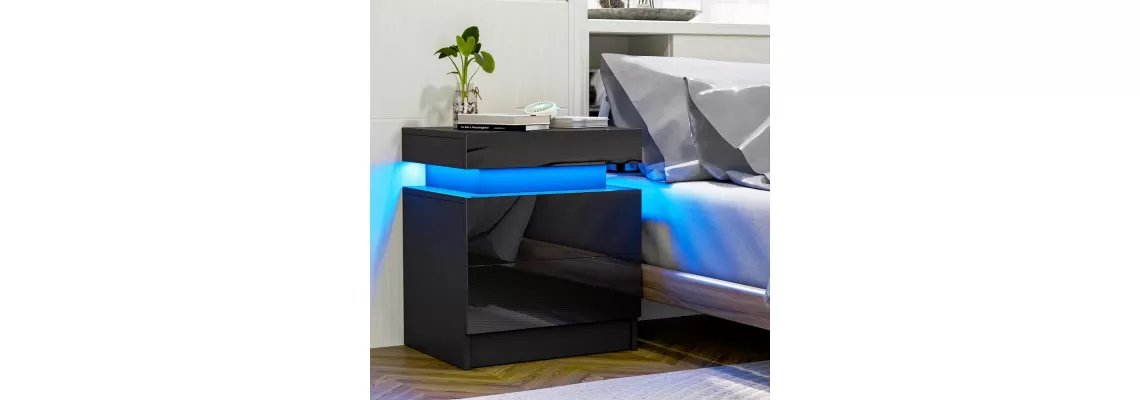 Modern Black LED Nightstand: Stylish and Functional Bedside Table for Your Bedroom Modern Black LED Nightstand: Stylish and Functional Bedside Table for Your Bedroom