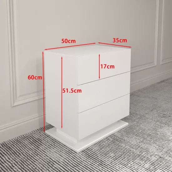 LED Nightstand with 3 drawers,White bedside Table ,Modern End Side Table for Bedroom LED Nightstand with 3 drawers,White bedside Table ,Modern End Side Table for Bedroom