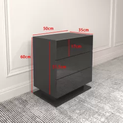 Nightstand with 3 Storage Drawers,Led Lights, End Table for Bedroom Furniture