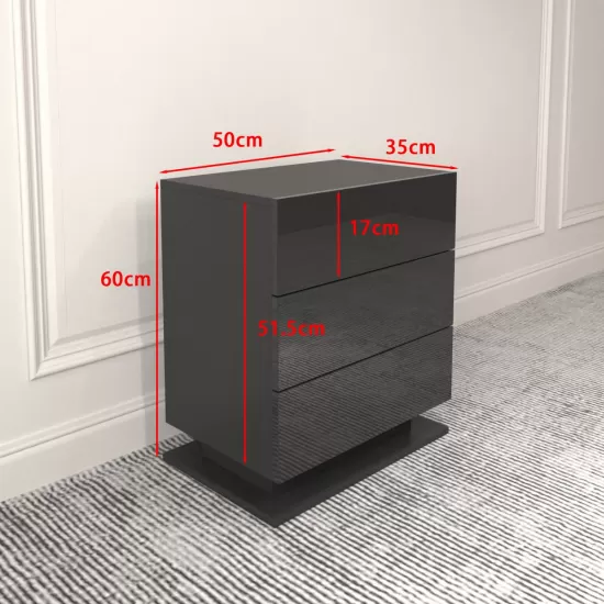Nightstand with 3 Storage Drawers,Led Lights, End Table for Bedroom Furniture Nightstand with 3 Storage Drawers,Led Lights, End Table for Bedroom Furniture