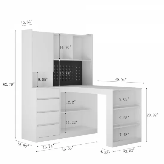 L Shaped Desk with Charger,Computer Desk with Drawers,Bookshelf & Hutchwith LED Light,Modern Corner Desk,Home Office Desk,L-Shaped Study Table Writing Desk,Corner Gaming Computer Desk with Storage L Shaped Desk with Charger,Computer Desk with Drawers,Bookshelf & Hutchwith LED Light,Modern Corner Desk,Home Office Desk,L-Shaped Study Table Writing Desk,Corner Gaming Computer Desk with Storage