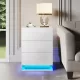 LED Nightstand with 3 drawers,White bedside Table ,Modern End Side Table for Bedroom LED Nightstand with 3 drawers,White bedside Table ,Modern End Side Table for Bedroom