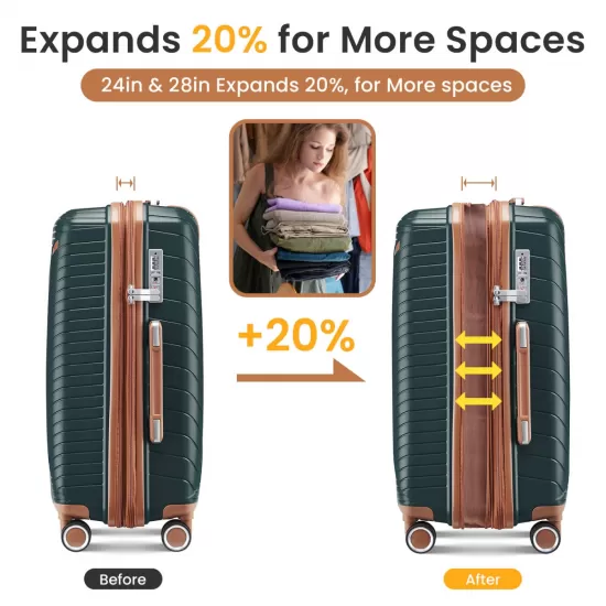 Luggage Sets 4 Piece(14/20/24/28), Expandable Lightweight Suitcase with 4 Double 360 Degrees Mute Spinner Wheels PP Materials Durable TSA Lock Travel Luggage Luggage Sets 4 Piece(14/20/24/28), Expandable Lightweight Suitcase with 4 Double 360 Degrees Mute Spinner Wheels PP Materials Durable TSA Lock Travel Luggage
