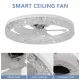 Modern Acrylic Ceiling Fan Light with Remote Control, Dimmable LED Chandelier, 6-Speed Adjustable, Quiet Motor, Flush Mount Design for Living Room, Bedroom, Dining Room Modern Acrylic Ceiling Fan Light with Remote Control, Dimmable LED Chandelier, 6-Speed Adjustable, Quiet Motor, Flush Mount Design for Living Room, Bedroom, Dining Room