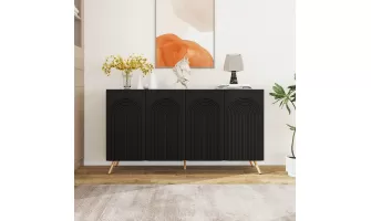 Modern 4-Door Sideboard with 3D Carved Design for Stylish Living Spaces