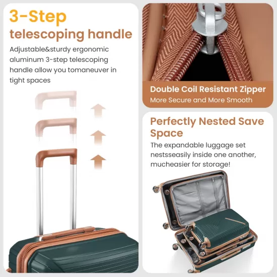 Luggage Sets 4 Piece(14/20/24/28), Expandable Lightweight Suitcase with 4 Double 360 Degrees Mute Spinner Wheels PP Materials Durable TSA Lock Travel Luggage Luggage Sets 4 Piece(14/20/24/28), Expandable Lightweight Suitcase with 4 Double 360 Degrees Mute Spinner Wheels PP Materials Durable TSA Lock Travel Luggage