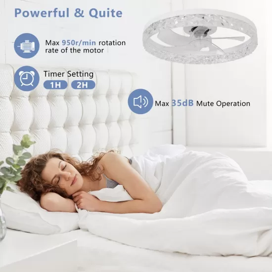 Modern Acrylic Ceiling Fan Light with Remote Control, Dimmable LED Chandelier, 6-Speed Adjustable, Quiet Motor, Flush Mount Design for Living Room, Bedroom, Dining Room Modern Acrylic Ceiling Fan Light with Remote Control, Dimmable LED Chandelier, 6-Speed Adjustable, Quiet Motor, Flush Mount Design for Living Room, Bedroom, Dining Room