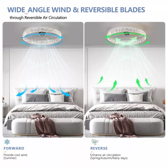 Modern Acrylic Ceiling Fan Light with Remote Control, Dimmable LED Chandelier, 6-Speed Adjustable, Quiet Motor, Flush Mount Design for Living Room, Bedroom, Dining Room Modern Acrylic Ceiling Fan Light with Remote Control, Dimmable LED Chandelier, 6-Speed Adjustable, Quiet Motor, Flush Mount Design for Living Room, Bedroom, Dining Room