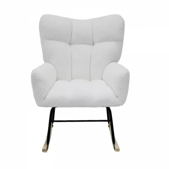 Modern Rocking Chair,Teddy Fabric Chair with High Backrest,Rocking Accent Chairs for Nursery,Living Room,Bedroom(White) Modern Rocking Chair,Teddy Fabric Chair with High Backrest,Rocking Accent Chairs for Nursery,Living Room,Bedroom(White)