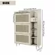 Natural Bohemia Style Shoe Cabinet, Shoe Rack Cabinet with 3 Rattan Flip Drawers,3 Square Shelves and 1 Storage Drawer, Shoe Organizer with Mulit Storage Space and Hooks for Hallway, Entryway, White Natural Bohemia Style Shoe Cabinet, Shoe Rack Cabinet with 3 Rattan Flip Drawers,3 Square Shelves and 1 Storage Drawer, Shoe Organizer with Mulit Storage Space and Hooks for Hallway, Entryway, White