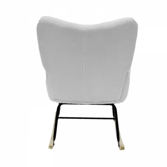 Modern Rocking Chair,Teddy Fabric Chair with High Backrest,Rocking Accent Chairs for Nursery,Living Room,Bedroom(White) Modern Rocking Chair,Teddy Fabric Chair with High Backrest,Rocking Accent Chairs for Nursery,Living Room,Bedroom(White)