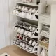 Natural Bohemia Style Shoe Cabinet, Shoe Rack Cabinet with 3 Rattan Flip Drawers,3 Square Shelves and 1 Storage Drawer, Shoe Organizer with Mulit Storage Space and Hooks for Hallway, Entryway, White Natural Bohemia Style Shoe Cabinet, Shoe Rack Cabinet with 3 Rattan Flip Drawers,3 Square Shelves and 1 Storage Drawer, Shoe Organizer with Mulit Storage Space and Hooks for Hallway, Entryway, White