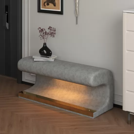 Entryway Bench Leather Upholstered Ottoman with LED sensor light for living room ,bedroom,end of bed Entryway Bench Leather Upholstered Ottoman with LED sensor light for living room ,bedroom,end of bed