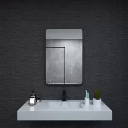 24x36 In. Aluminum Framed Rounded Rectangle Bathroom Wall Mirror, Matte Black Bathroom Vanity Mirror Farmhouse, Anti-Rust, Tempered Glass mirrors, Hangs Horizontally or Vertically 24x36 In. Aluminum Framed Rounded Rectangle Bathroom Wall Mirror, Matte Black Bathroom Vanity Mirror Farmhouse, Anti-Rust, Tempered Glass mirrors, Hangs Horizontally or Vertically