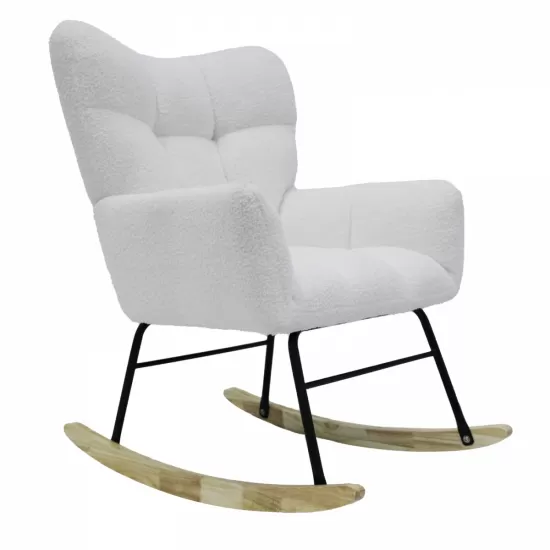 Modern Rocking Chair,Teddy Fabric Chair with High Backrest,Rocking Accent Chairs for Nursery,Living Room,Bedroom(White) Modern Rocking Chair,Teddy Fabric Chair with High Backrest,Rocking Accent Chairs for Nursery,Living Room,Bedroom(White)