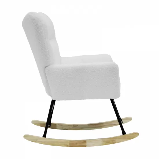 Modern Rocking Chair,Teddy Fabric Chair with High Backrest,Rocking Accent Chairs for Nursery,Living Room,Bedroom(White) Modern Rocking Chair,Teddy Fabric Chair with High Backrest,Rocking Accent Chairs for Nursery,Living Room,Bedroom(White)