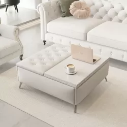35 inch Wide Square storage benches Coffee Table with Lift Top Oversized Storage Ottoman in Upholstered for Living Room 35 inch Wide Square storage benches Coffee Table with Lift Top Oversized Storage Ottoman in Upholstered for Living Room