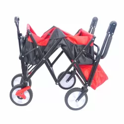 folding wagon Collapsible Outdoor Utility Wagon, Heavy Duty Folding Garden Portable Hand Cart, Drink Holder, Adjustable Handles(Black+Red colour) folding wagon Collapsible Outdoor Utility Wagon, Heavy Duty Folding Garden Portable Hand Cart, Drink Holder, Adjustable Handles(Black+Red colour)