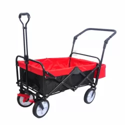 folding wagon Collapsible Outdoor Utility Wagon, Heavy Duty Folding Garden Portable Hand Cart, Drink Holder, Adjustable Handles(Black+Red colour) folding wagon Collapsible Outdoor Utility Wagon, Heavy Duty Folding Garden Portable Hand Cart, Drink Holder, Adjustable Handles(Black+Red colour)
