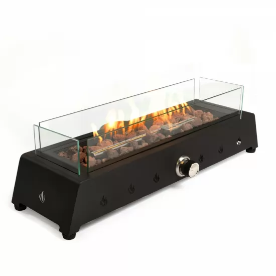 28 inch Tabletop Fire Pit, Propane Gas Fire Pit with Quick Connect Joint, Glass Wind Guard and Lava Rock, Outdoor Portable Tabletop Fire Pit 28 inch Tabletop Fire Pit, Propane Gas Fire Pit with Quick Connect Joint, Glass Wind Guard and Lava Rock, Outdoor Portable Tabletop Fire Pit
