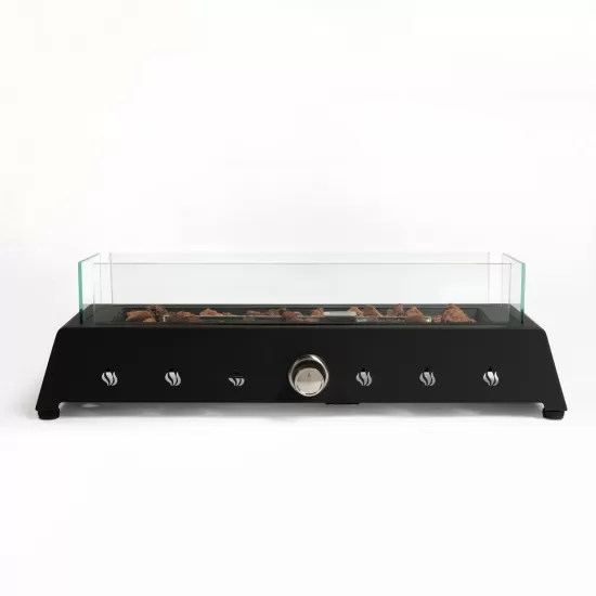 28 inch Tabletop Fire Pit, Propane Gas Fire Pit with Quick Connect Joint, Glass Wind Guard and Lava Rock, Outdoor Portable Tabletop Fire Pit 28 inch Tabletop Fire Pit, Propane Gas Fire Pit with Quick Connect Joint, Glass Wind Guard and Lava Rock, Outdoor Portable Tabletop Fire Pit