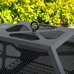 Fire Pit Table 32in Square Metal Firepit Stove Backyard Patio Garden Fireplace for Camping, Outdoor Heating, Bonfire and Picnic Fire Pit Table 32in Square Metal Firepit Stove Backyard Patio Garden Fireplace for Camping, Outdoor Heating, Bonfire and Picnic