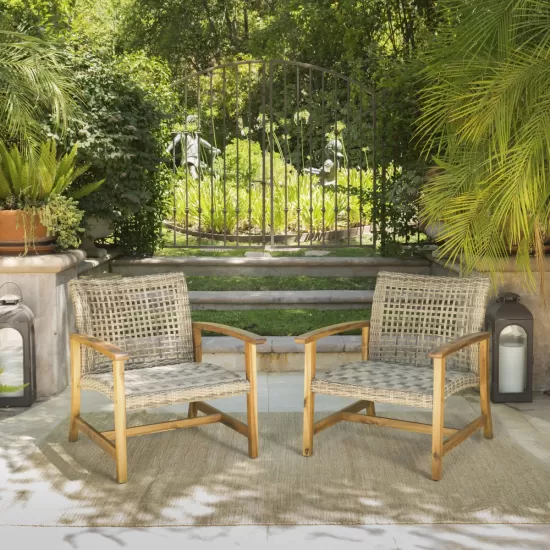 HAMPTON WOOD + WICKER CLUB CHAIR ( set of 2) HAMPTON WOOD + WICKER CLUB CHAIR ( set of 2)