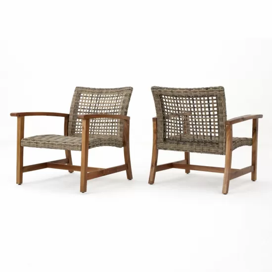 HAMPTON WOOD + WICKER CLUB CHAIR ( set of 2) HAMPTON WOOD + WICKER CLUB CHAIR ( set of 2)