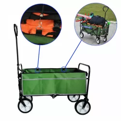 Folding Wagon Garden Shopping Beach Cart (Green) Folding Wagon Garden Shopping Beach Cart (Green)