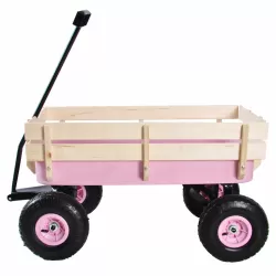 Outdoor Wagon All Terrain Pulling w/Wood Railing Air Tires Garden Cart Outdoor Wagon All Terrain Pulling w/Wood Railing Air Tires Garden Cart