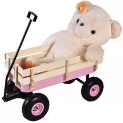 Outdoor Wagon All Terrain Pulling w/Wood Railing Air Tires Garden Cart Outdoor Wagon All Terrain Pulling w/Wood Railing Air Tires Garden Cart