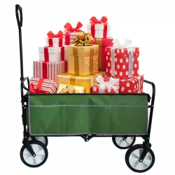 Folding Wagon Garden Shopping Beach Cart (Green) Folding Wagon Garden Shopping Beach Cart (Green)