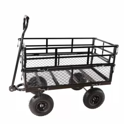 (Black double fence utility cart) Wagon Cart Garden cart trucks make it easier to transport firewood (Black double fence utility cart) Wagon Cart Garden cart trucks make it easier to transport firewood