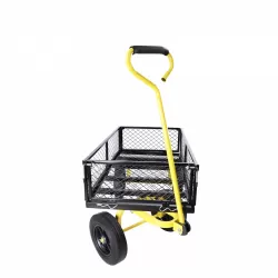 (Black +Yellow solid wheels wagon cart)Solid wheels Tools cart Wagon Cart Garden cart trucks make it easier to transport firewood (Black +Yellow solid wheels wagon cart)Solid wheels Tools cart Wagon Cart Garden cart trucks make it easier to transport firewood