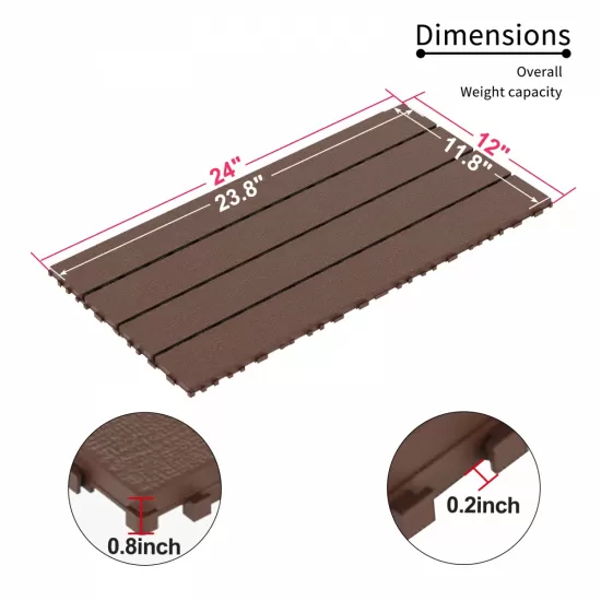 2FT Patio Deck Tiles, DIY Module Interlocking Decking Tiles Floor Tile,Easy and Quick Installation Court Tiles for Porch Poolside Balcony Backyard 24pcs Red Brown 2FT Patio Deck Tiles, DIY Module Interlocking Decking Tiles Floor Tile,Easy and Quick Installation Court Tiles for Porch Poolside Balcony Backyard 24pcs Red Brown