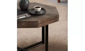 Vintage Patchwork Wood Coffee Table: A Perfect Blend of Farmhouse Charm and Modern Style for Your Living Room