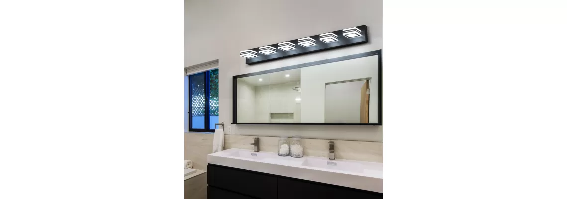 Modern Black LED Vanity Lights: Stylish 6-Light Bathroom Mirror Lighting for $89.89
