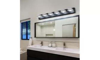 Modern Black LED Vanity Lights: Stylish 6-Light Bathroom Mirror Lighting for $89.89