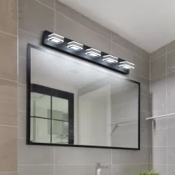 LED Modern Black Vanity Lights, 5-Lights Acrylic Matte Black Bathroom Vanity Lights Over Mirror LED Modern Black Vanity Lights, 5-Lights Acrylic Matte Black Bathroom Vanity Lights Over Mirror