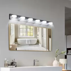LED Modern Black 6-Light Vanity Lights Fixtures Over Mirror Bath Wall Lighting LED Modern Black 6-Light Vanity Lights Fixtures Over Mirror Bath Wall Lighting