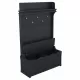 Hall Tree with Storage Bench, Entryway Bench with Drawer and 5 Hooks, Coat Rack with Display Shelf for Hallway Entryways, Dark Blue Hall Tree with Storage Bench, Entryway Bench with Drawer and 5 Hooks, Coat Rack with Display Shelf for Hallway Entryways, Dark Blue