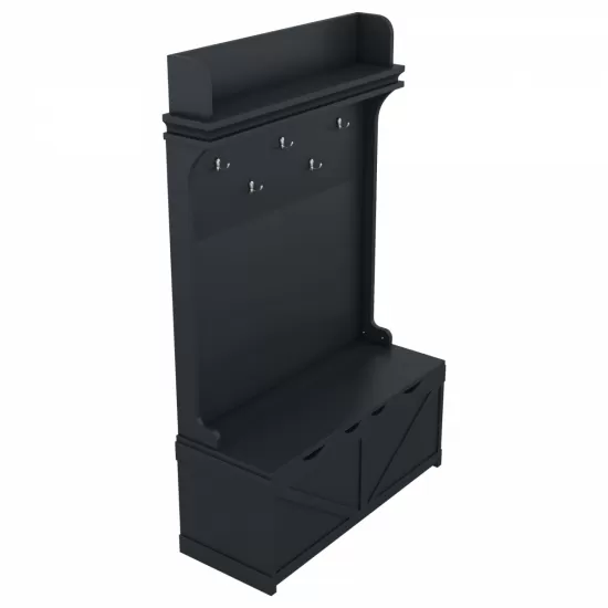 Hall Tree with Storage Bench, Entryway Bench with Drawer and 5 Hooks, Coat Rack with Display Shelf for Hallway Entryways, Dark Blue Hall Tree with Storage Bench, Entryway Bench with Drawer and 5 Hooks, Coat Rack with Display Shelf for Hallway Entryways, Dark Blue