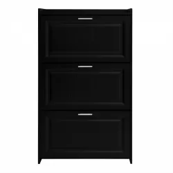 U-Can Shoe Storage Cabinet for Entryway with 3 Flip Drawers, Modern Shoe Organizer Cabinet, Free Standing Shoe Rack for  Hallway, Living Room, Black