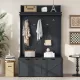 Hall Tree with Storage Bench, Entryway Bench with Drawer and 5 Hooks, Coat Rack with Display Shelf for Hallway Entryways, Dark Blue Hall Tree with Storage Bench, Entryway Bench with Drawer and 5 Hooks, Coat Rack with Display Shelf for Hallway Entryways, Dark Blue