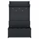 Hall Tree with Storage Bench, Entryway Bench with Drawer and 5 Hooks, Coat Rack with Display Shelf for Hallway Entryways, Dark Blue Hall Tree with Storage Bench, Entryway Bench with Drawer and 5 Hooks, Coat Rack with Display Shelf for Hallway Entryways, Dark Blue