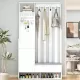 ON-TREND Contemporary 39.3''Wx70.8''H Hall Tree Storage with Cushioned Storage Bench, Multifunctional Hallway Shoe Cabinet with Pegboard, Modern Coat Rack with 4 Hooks for Entryway, Mudroom, White ON-TREND Contemporary 39.3''Wx70.8''H Hall Tree Storage with Cushioned Storage Bench, Multifunctional Hallway Shoe Cabinet with Pegboard, Modern Coat Rack with 4 Hooks for Entryway, Mudroom, White
