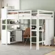 Wood Loft Bed with Cabinet and Bookshelf, Full Size Loft with Wardrobe and Desk for Kids,White (Expect Arrival Date 2024/8/25) Wood Loft Bed with Cabinet and Bookshelf, Full Size Loft with Wardrobe and Desk for Kids,White (Expect Arrival Date 2024/8/25)